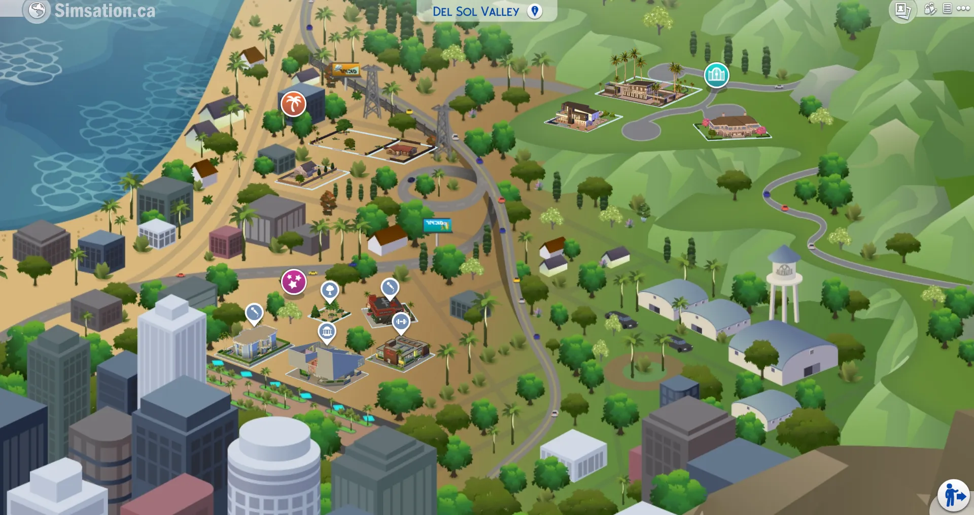 Unlabelled map of Del Sol Valley